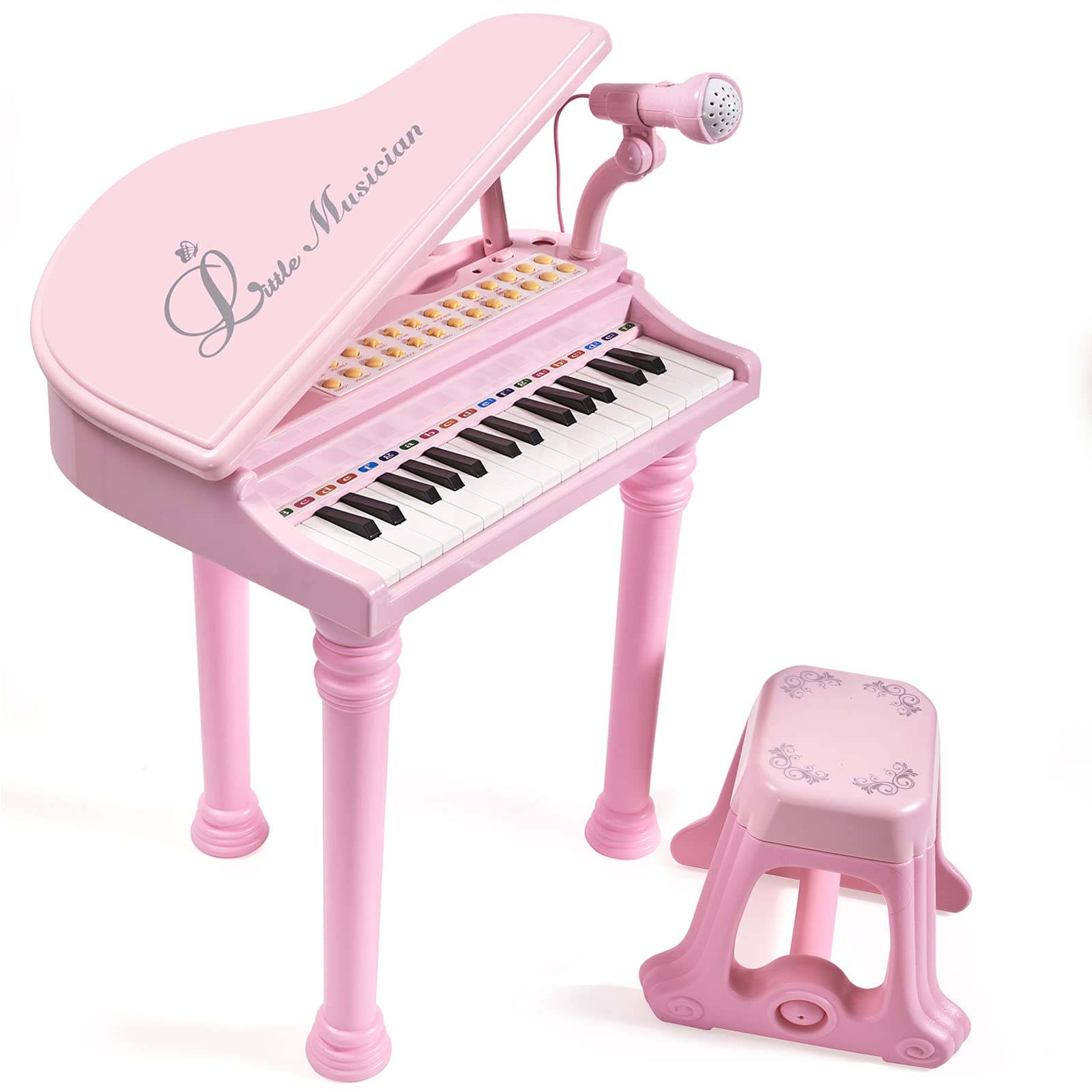 Conomus 31-keys kids piano microphone, encourages interactive singing during playtime.