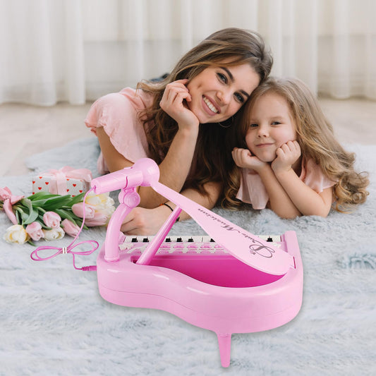 Conomus piano keyboard toy with microphone for interactive singing sessions.