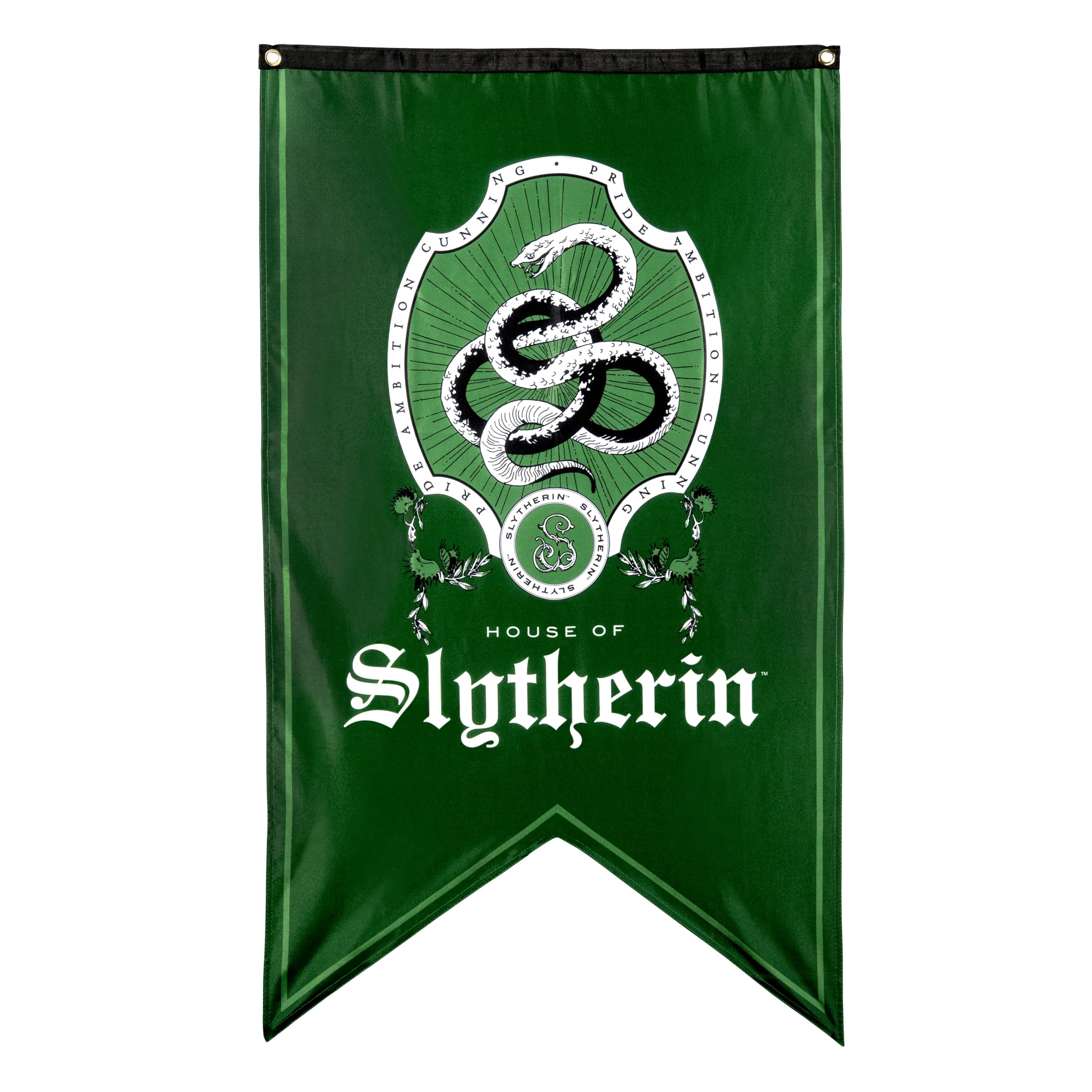 Conquest Journals Slytherin crest banner 30x50 decorates walls with Hogwarts pride
