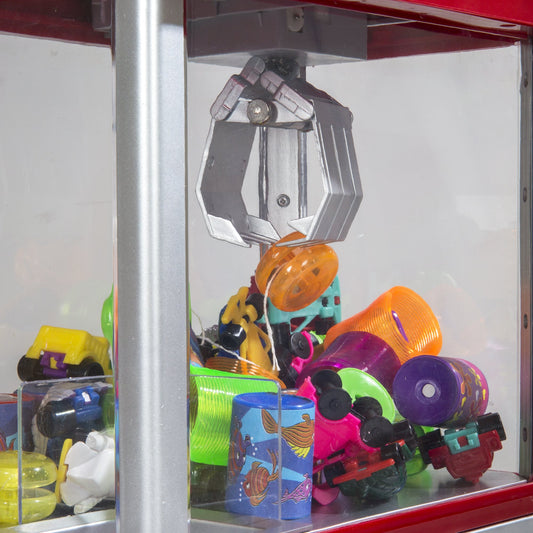 Constructive Playthings Carnival Crane Game controls for precise prize grab