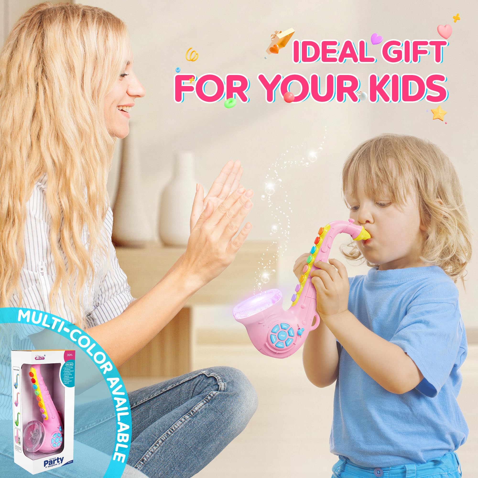 Contixo KT1 pink Saxaboom lights and sound buttons spark musical exploration