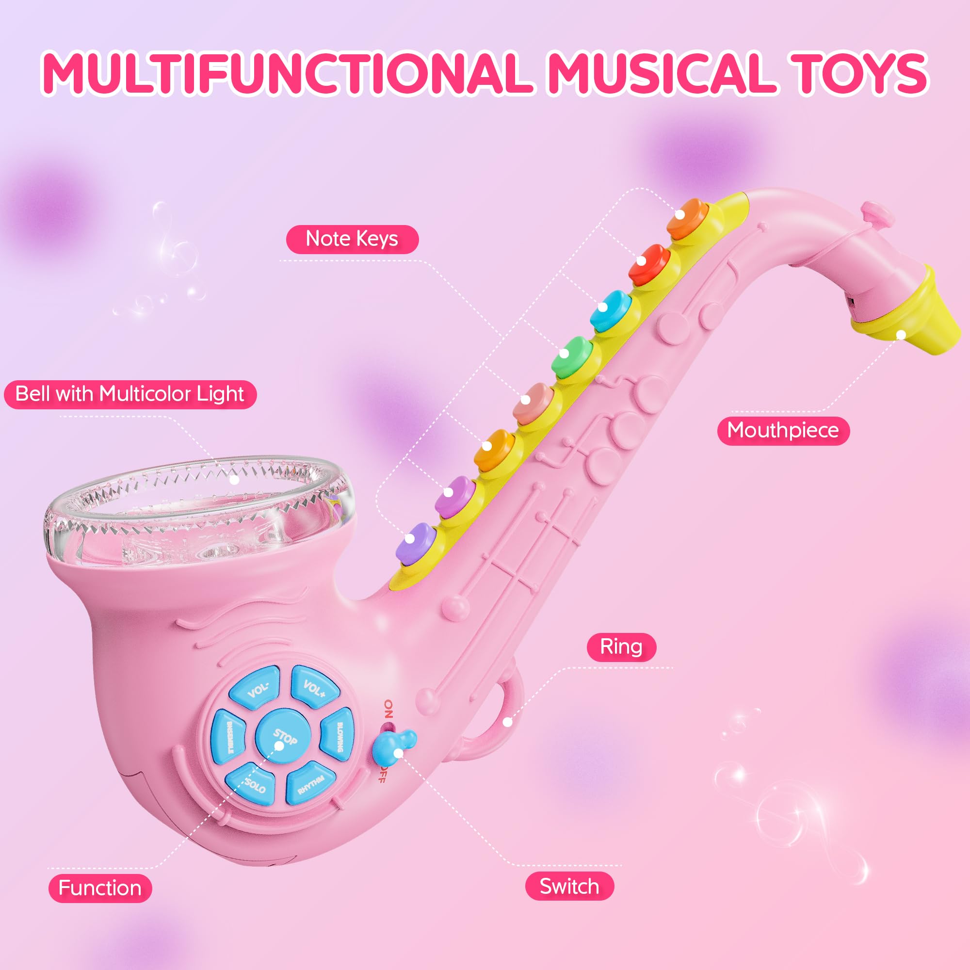 Contixo KT1 pink Saxaboom includes extra mouthpiece for shared play