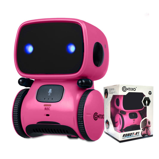 Contixo R1 pink robot toy dancing to entertain kids during playtime.