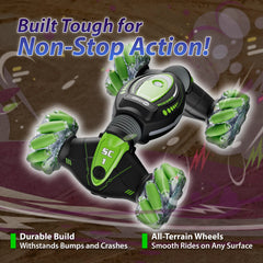 Contixo SC1 4WD tires tackle grass, sand, and gravel for outdoor play.