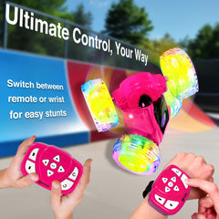 Contixo SC3 pink RC stunt car 360-degree spin image shows flips.