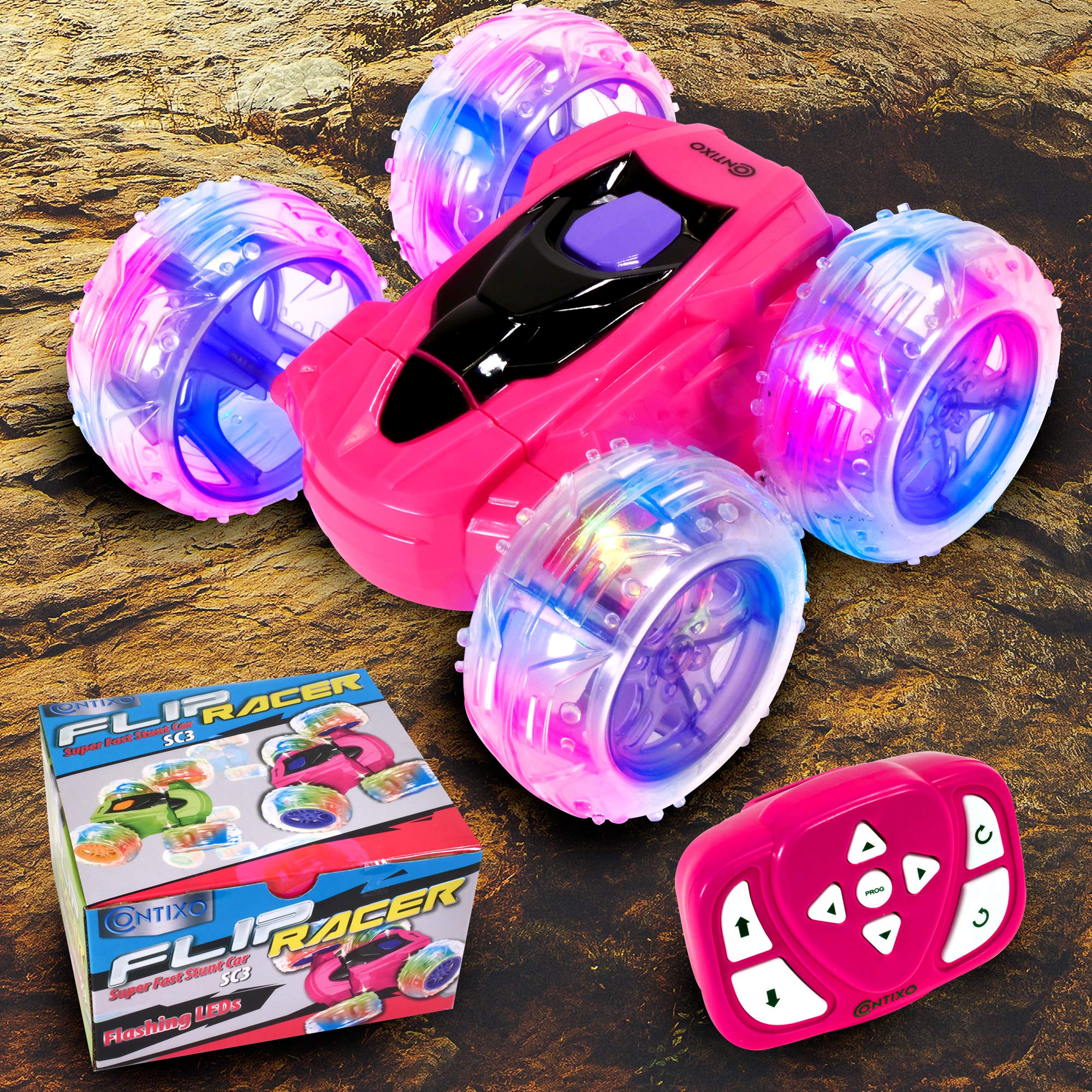 Contixo SC3 pink RC stunt car packaging displays gifting-ready presentation.
