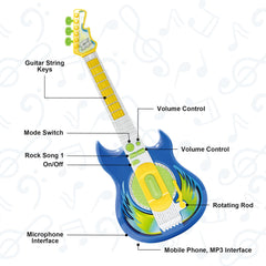 Contixo TG4 blue guitar with built‑in lights during play