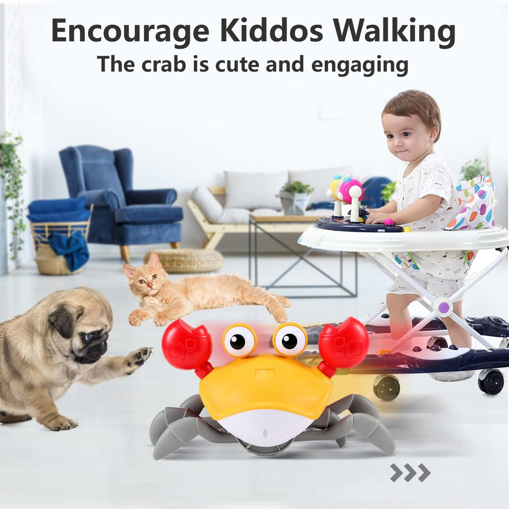 Control Future Crab Toy obstacle sensor helps avoid barriers during play.