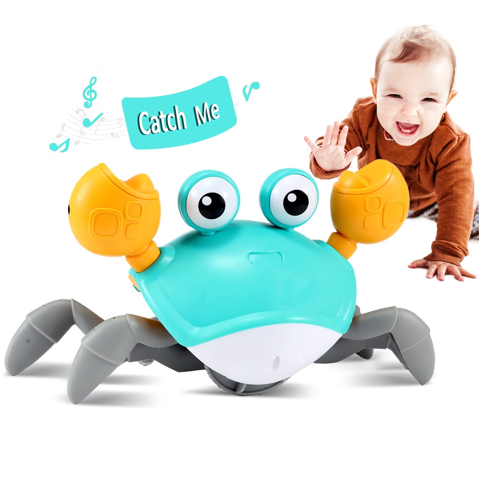 Control Future Crawling Crab Toy front view engaging infants with lights and sounds