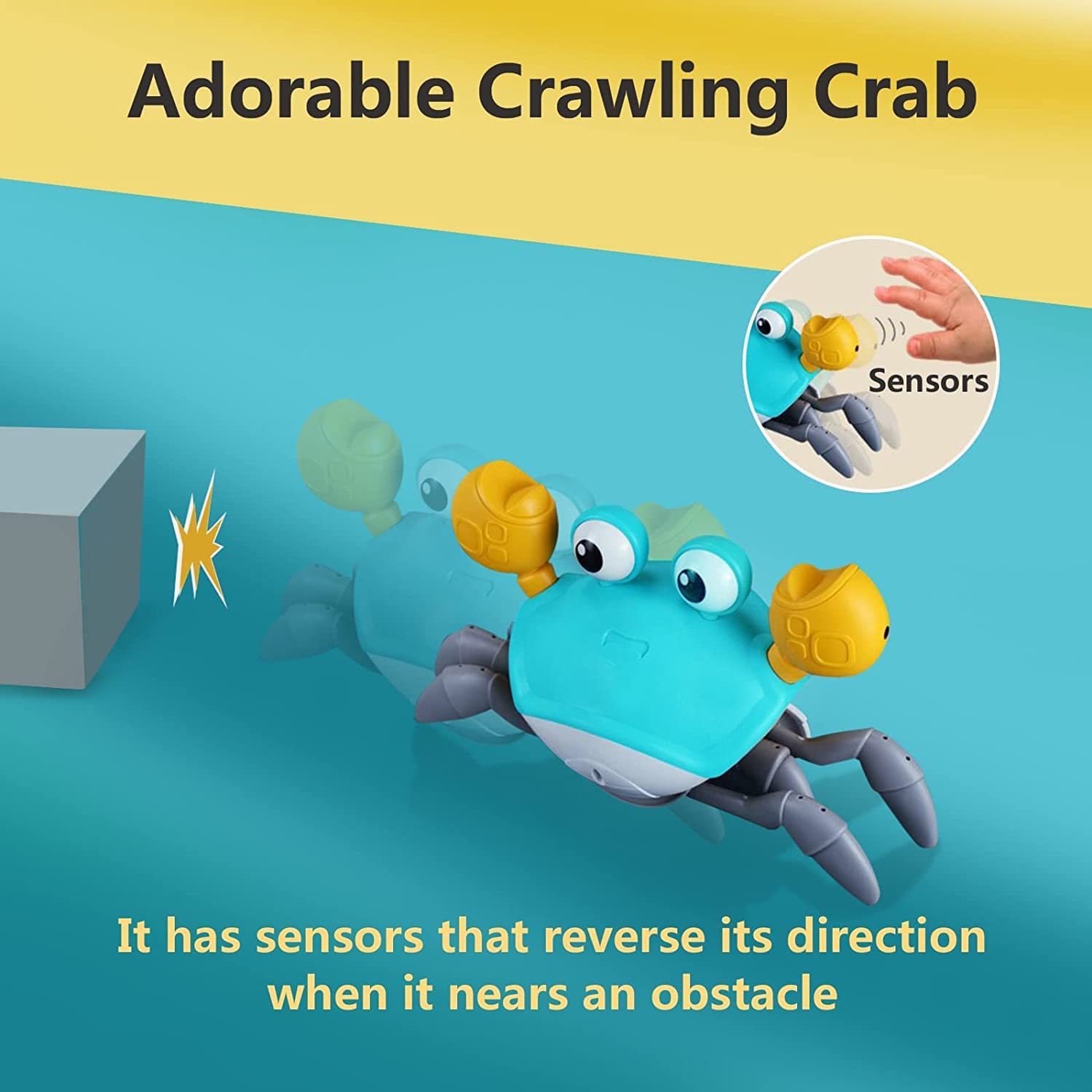 Control Future Crawling Crab Toy lights and sounds stimulate sensory play