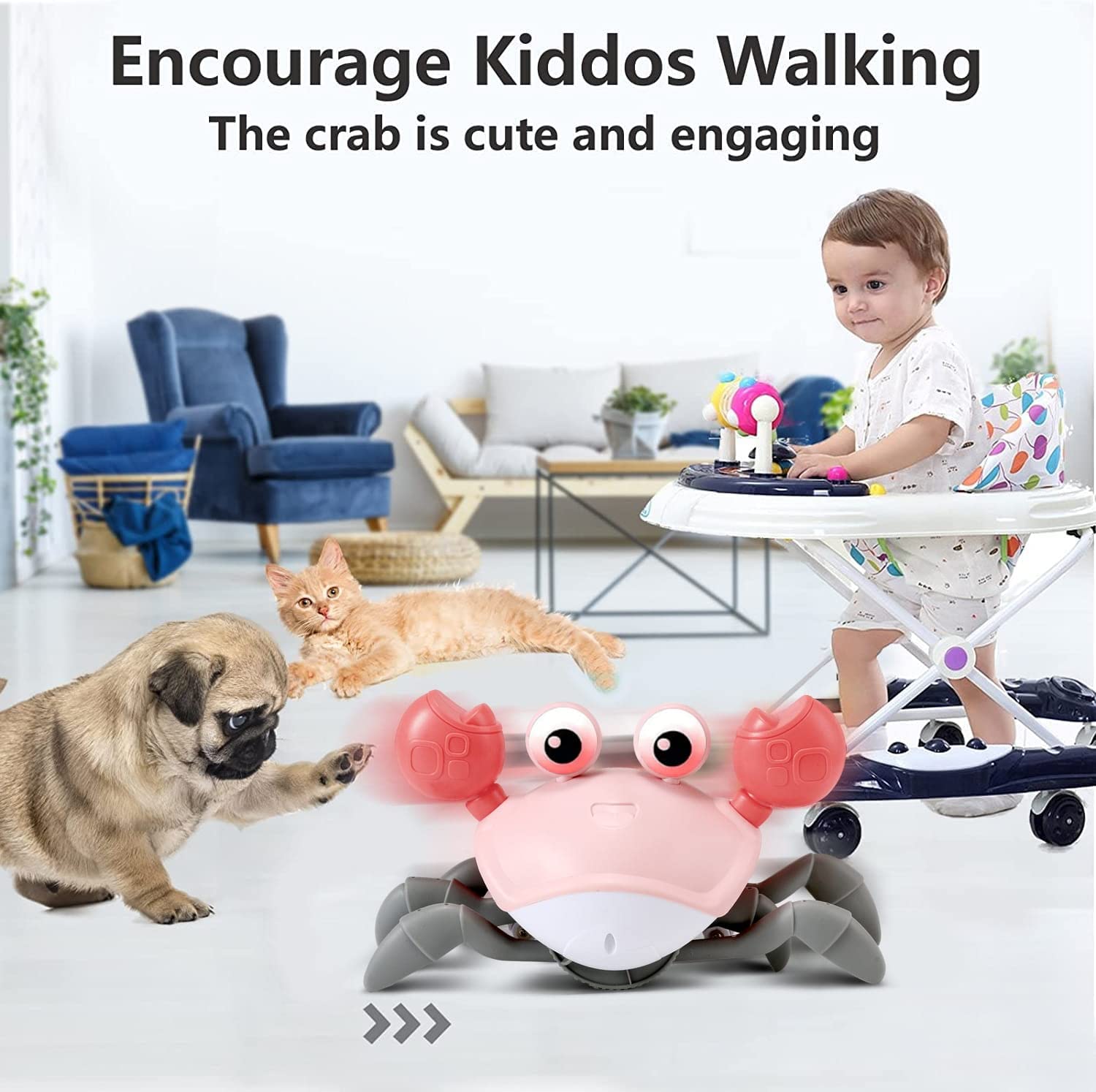 Control Future gift-ready pink crab inspires tummy time and early crawlers.