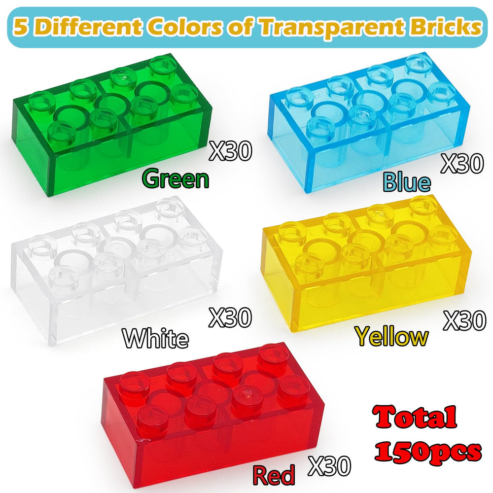Conventejoy translucent 2x4 white bricks for clean, bright builds