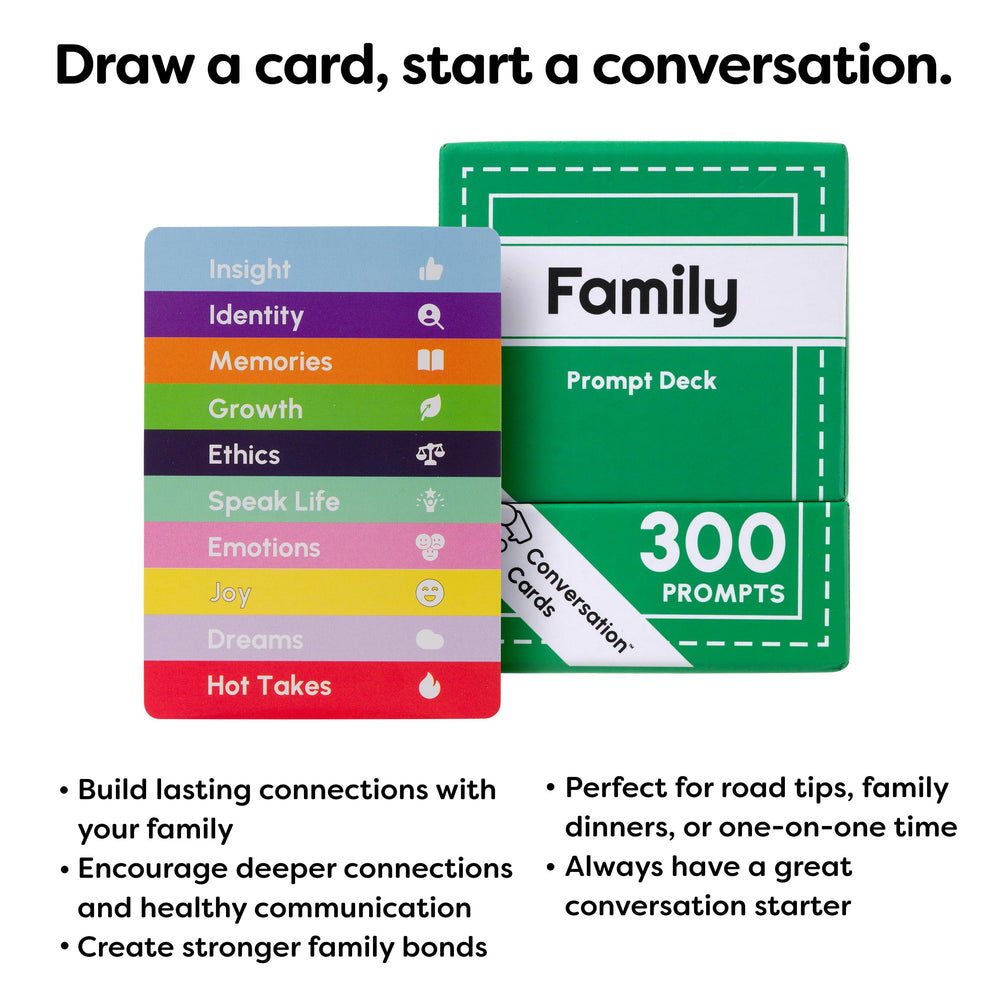 Conversation Cards dinner icebreakers promote relaxed, engaging conversation at mealtime