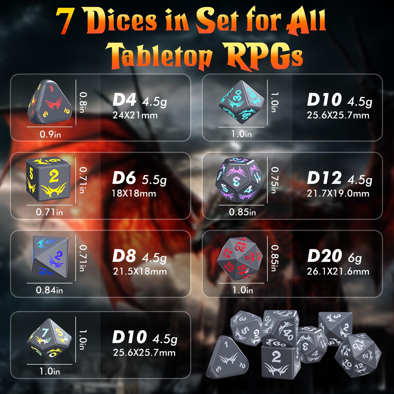 Compact charging case keeps dice organized and ready