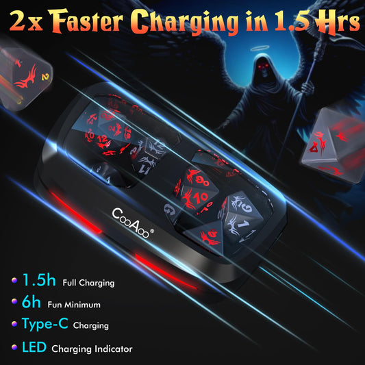 CooAoo charging box powers wireless glowing dice for uninterrupted sessions