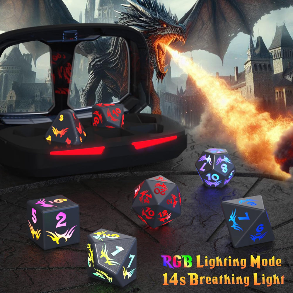 Rechargeable D4–D20 dice for versatile tabletop gaming