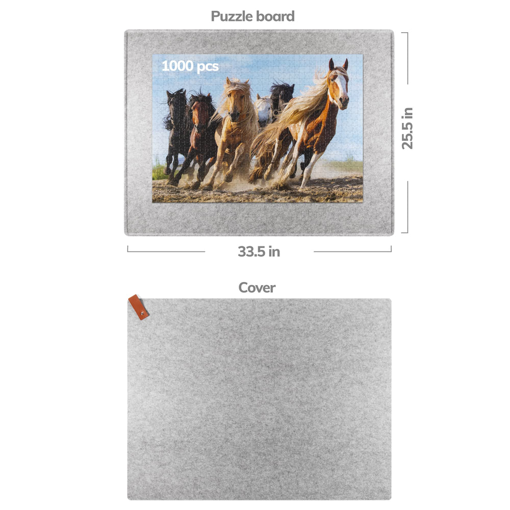 Coobe marble-textured puzzle mat improves visibility for colorful pieces.