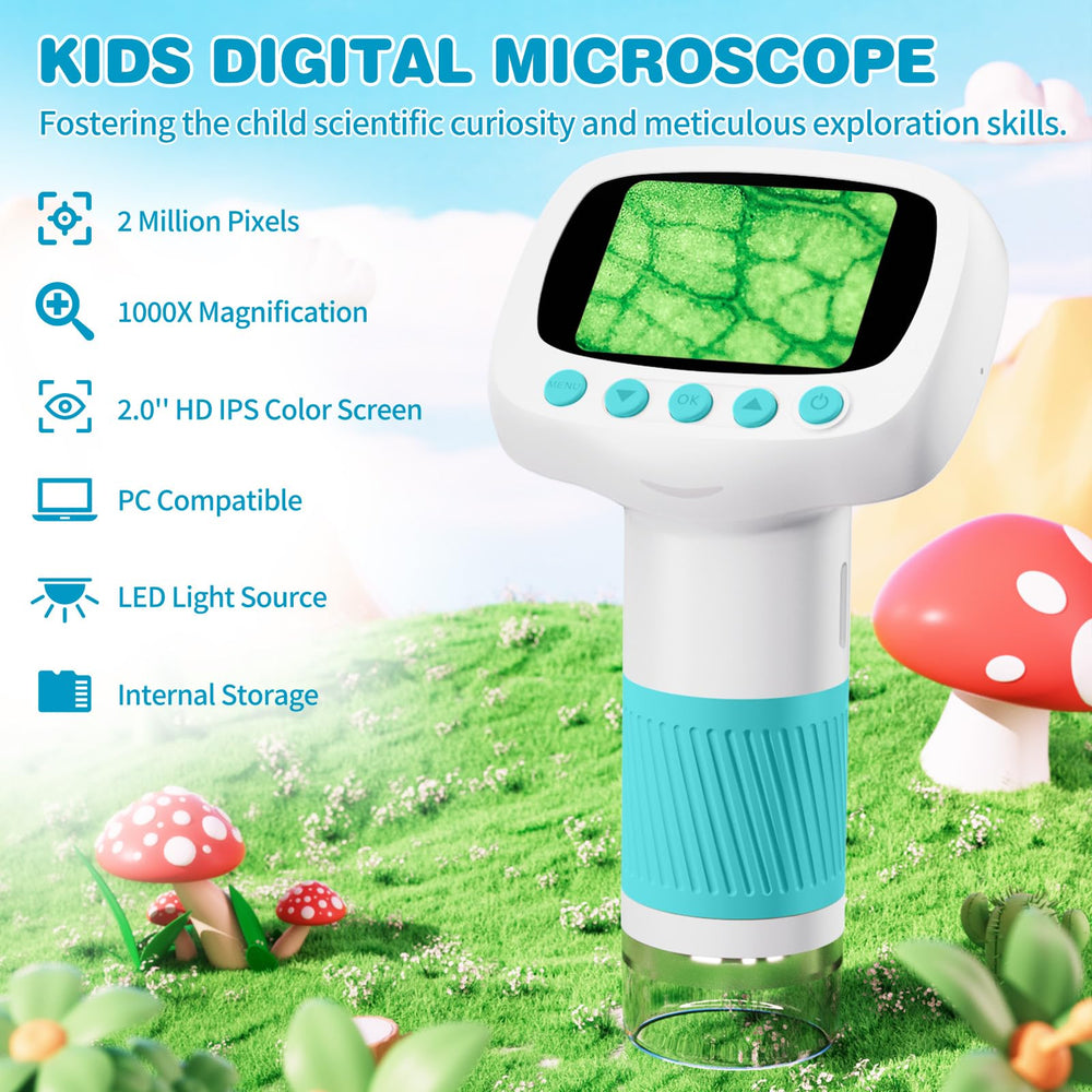 Coobest kids microscope 1000x with IPS display for real-time viewing.