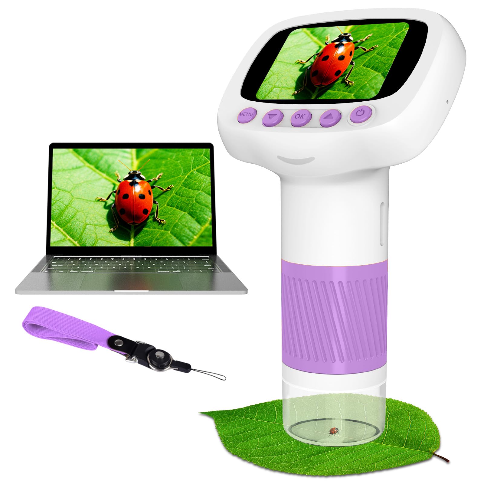 Coobest Pocket Kids Microscope display view shows real-time magnification with vivid colors.