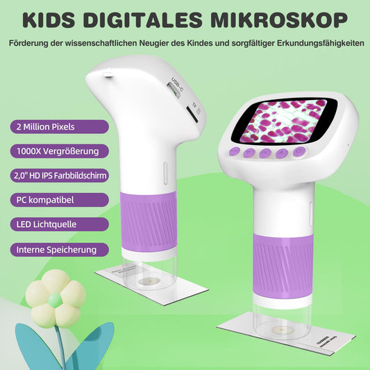 Coobest Pocket Kids Microscope magnification up to 1000x enables detailed exploration.