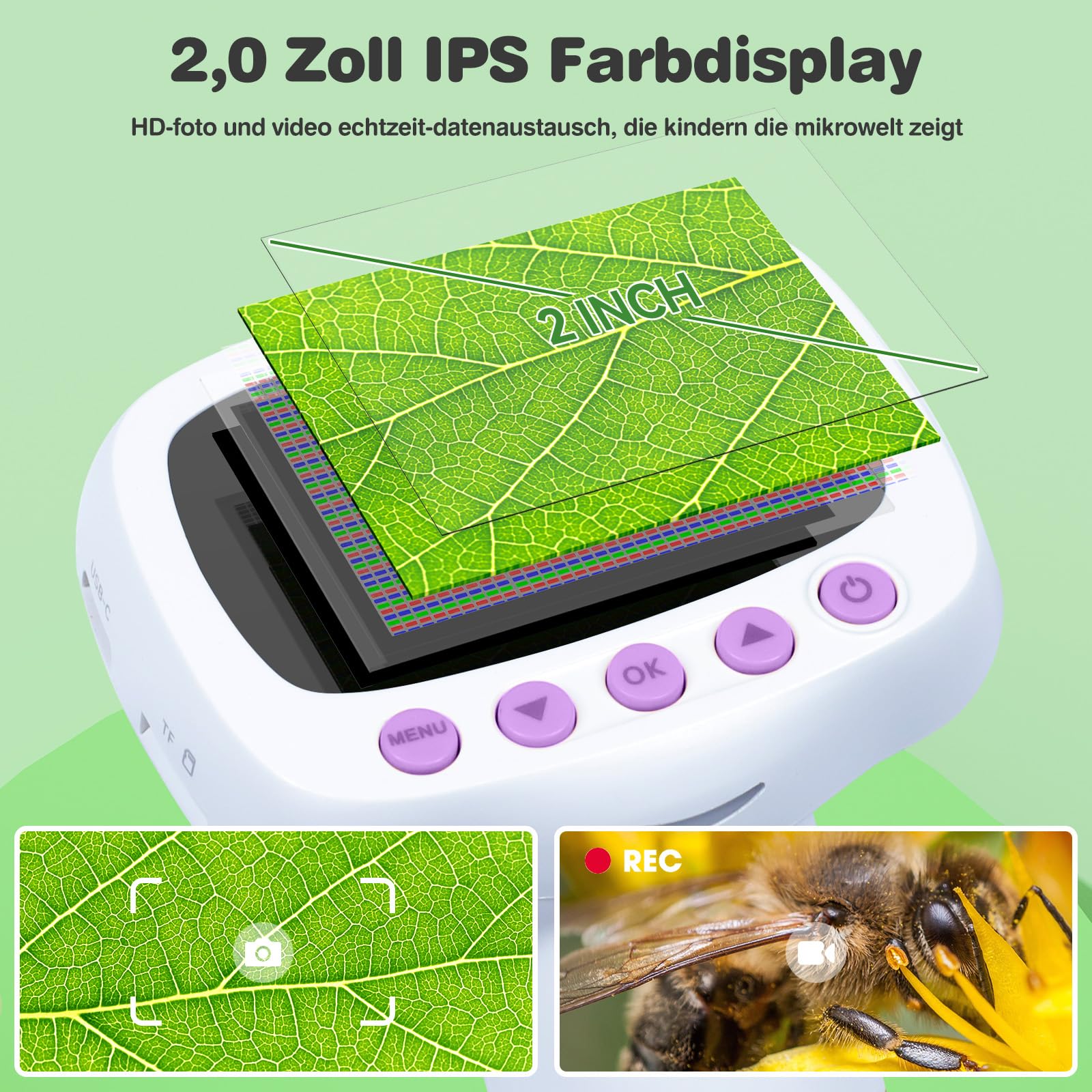 Coobest Pocket Kids Microscope storage lets you save discoveries for later review.