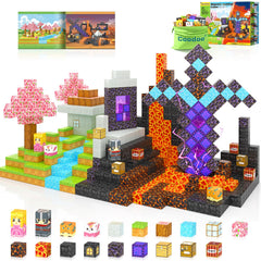 Coodoo 110pcs magnetic blocks form a vibrant mine world for imaginative play.
