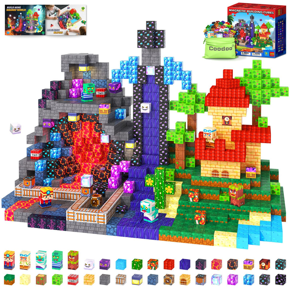 Coodoo 200-piece magnetic blocks kit for versatile creative building sessions.