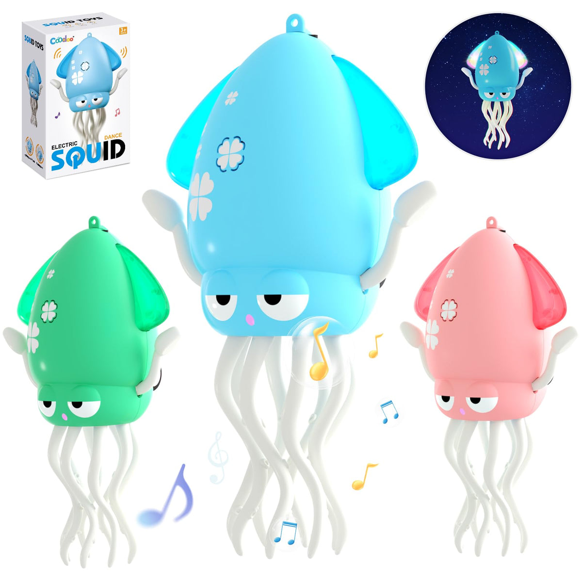 Coodoo Dancing Octopus blue crawling action to entertain and encourage tummy time play.