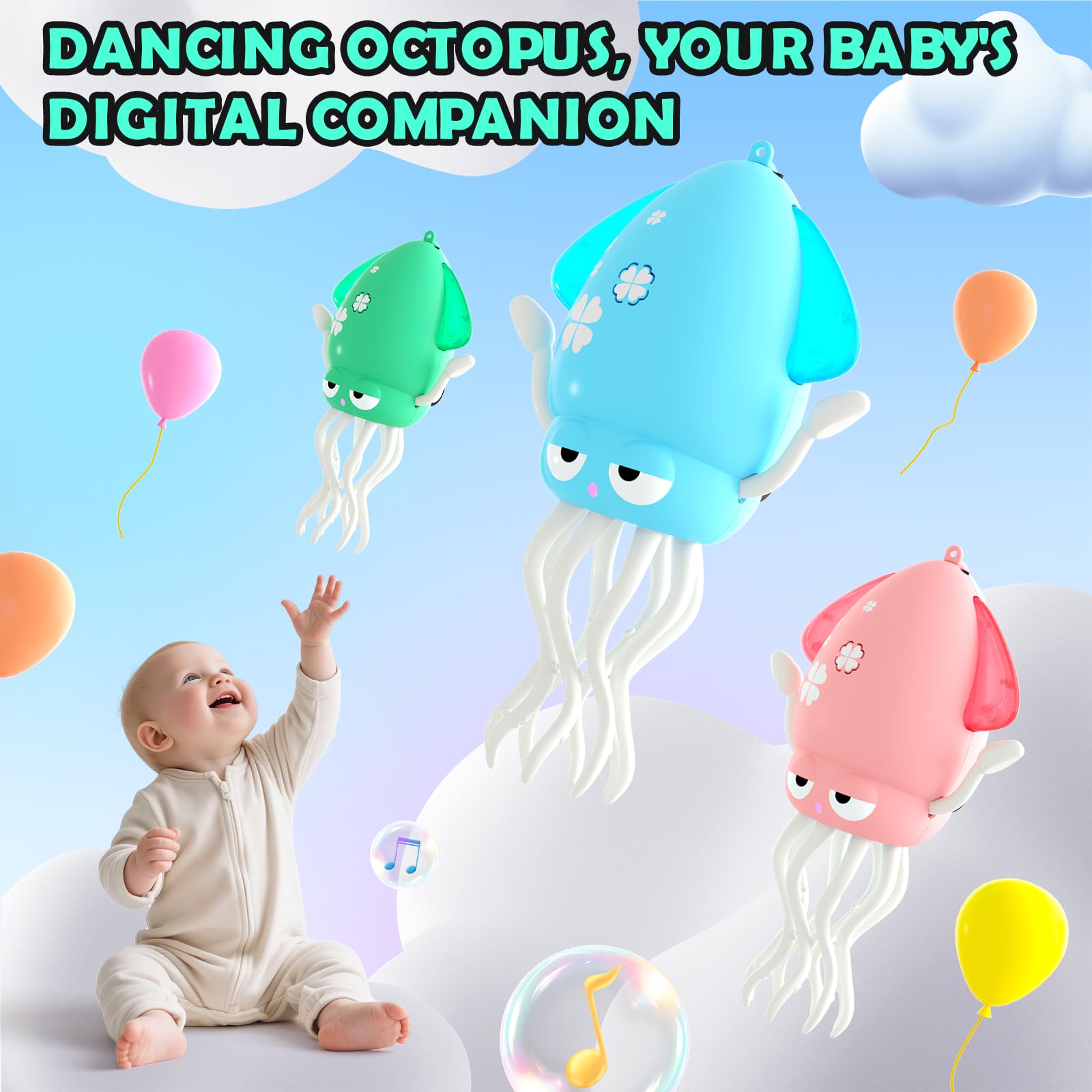 Coodoo Dancing Octopus blue makes a joyful birthday or holiday gift.