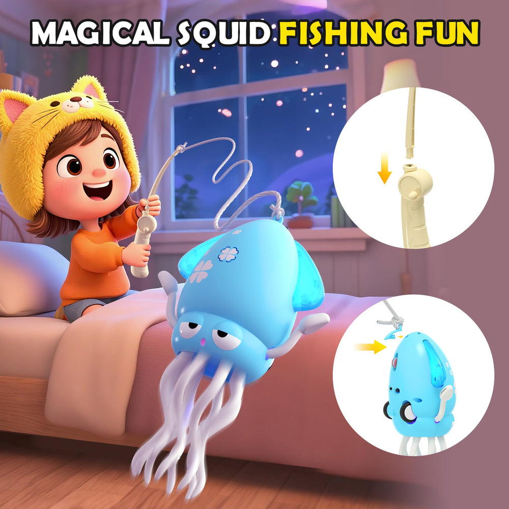 Coodoo Dancing Octopus blue lights and music engage baby during tummy time.