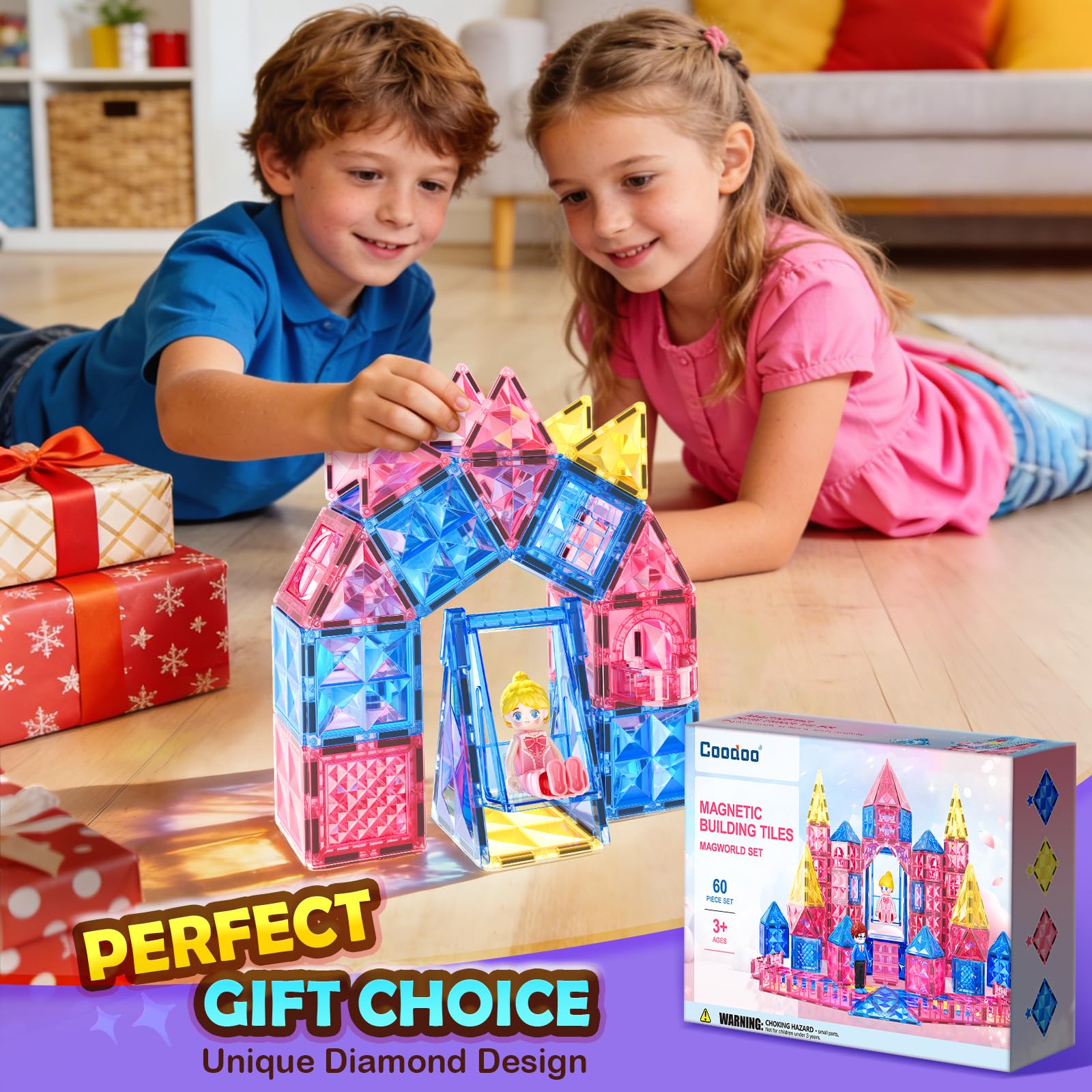 Coodoo Diamond tiles provide a safe, durable play area for family fun