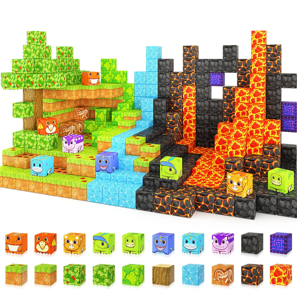 Coodoo Dinosaur Magnetic Blocks 84-piece set for imaginative construction play