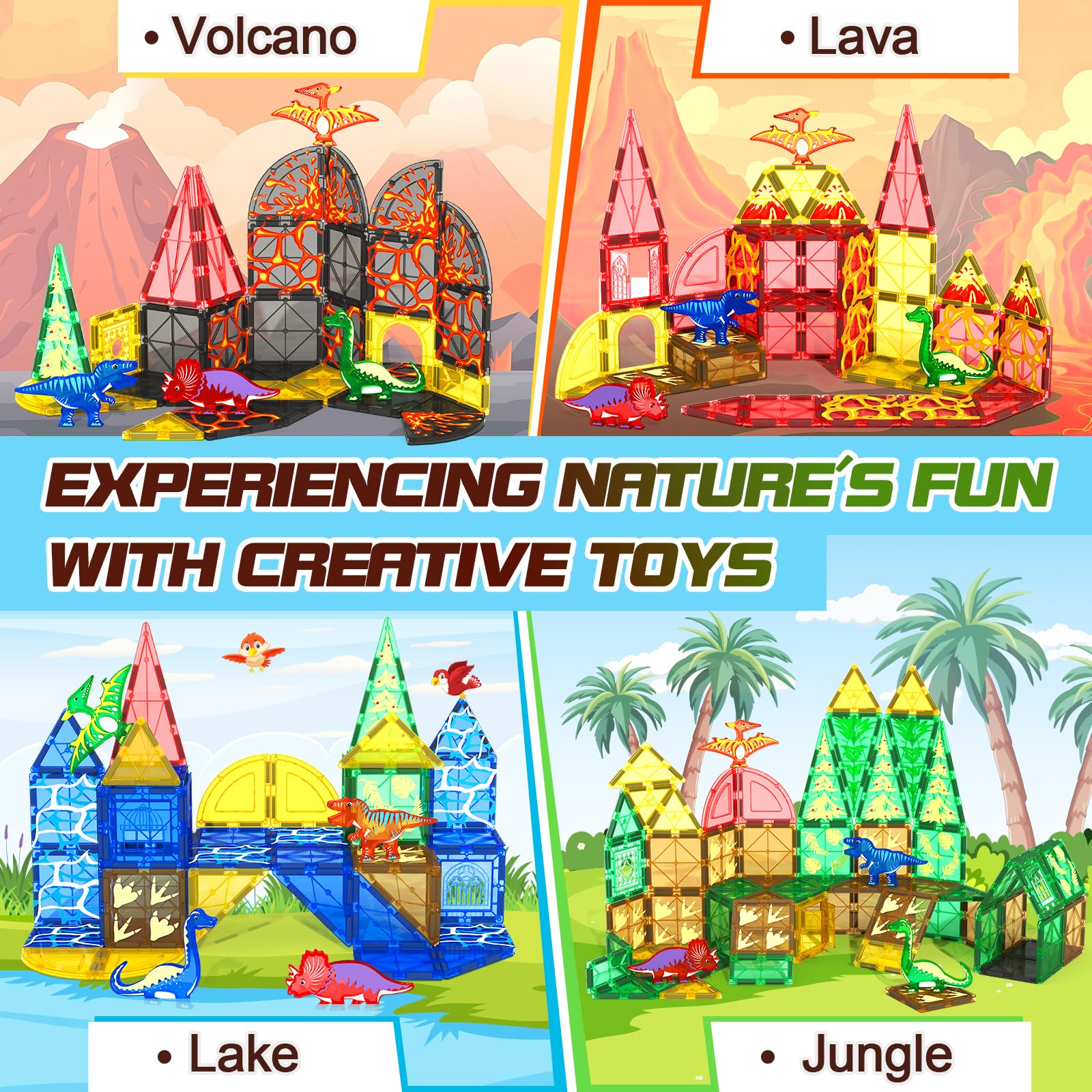 Coodoo dinosaur figures and tiles for interactive learning