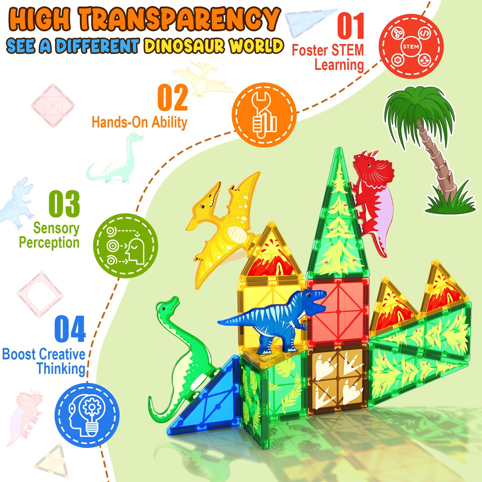 Coodoo Dinosaur Tiles footprints guide trail-building and exploration play