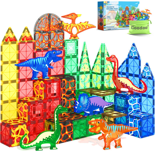 Coodoo dinosaur tiles setup in a jungle scene for imaginative play
