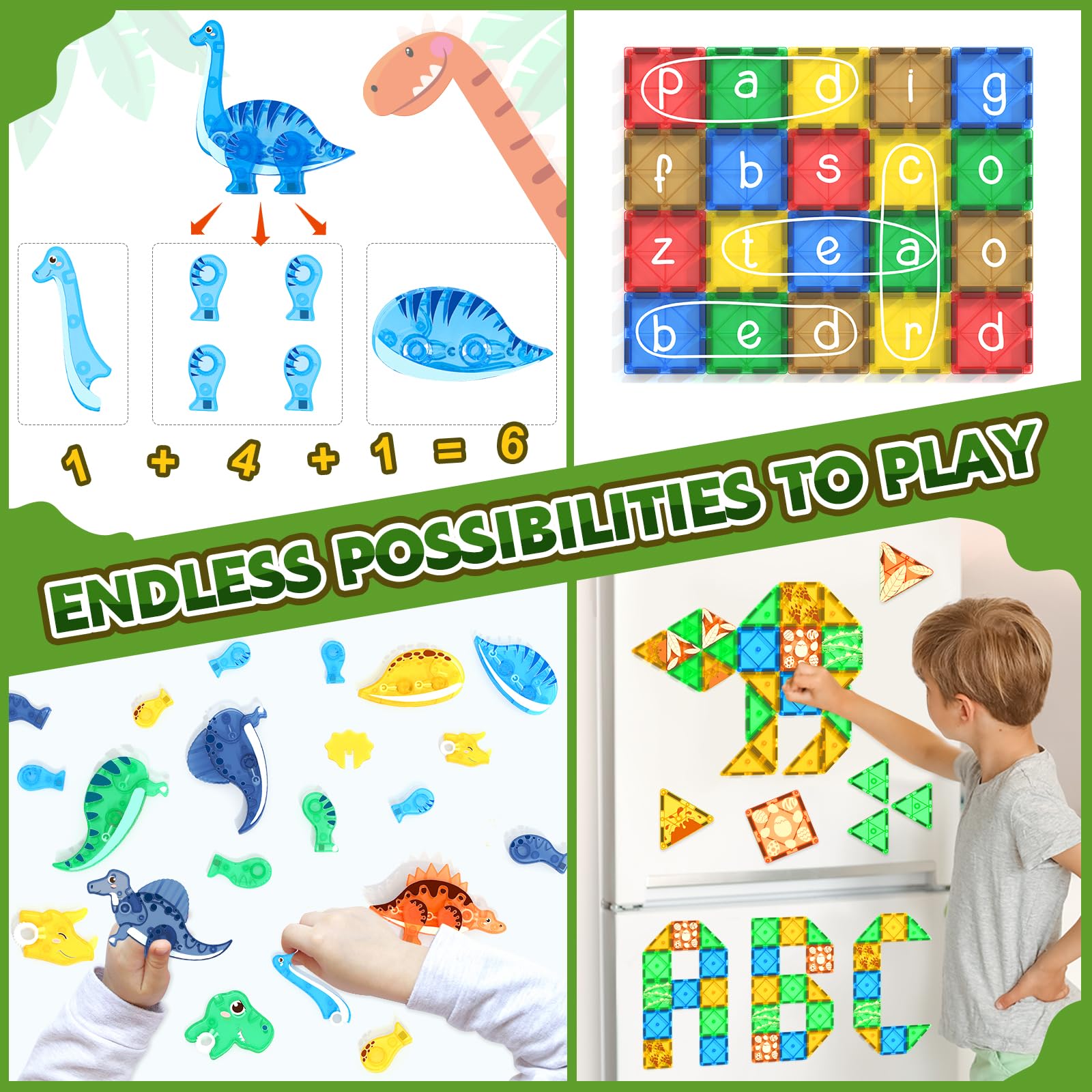 Coodoo Dinosaur Tiles Volcano & Leaf Tiles add vivid scenery for creative setup