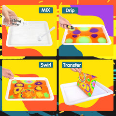 Kids create unique marble art with Coodoo marbling paints