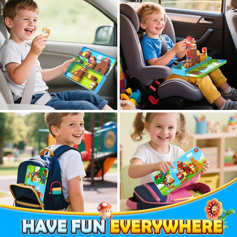 Kids building a castle with Coodoo Magnetic Blocks for imaginative play