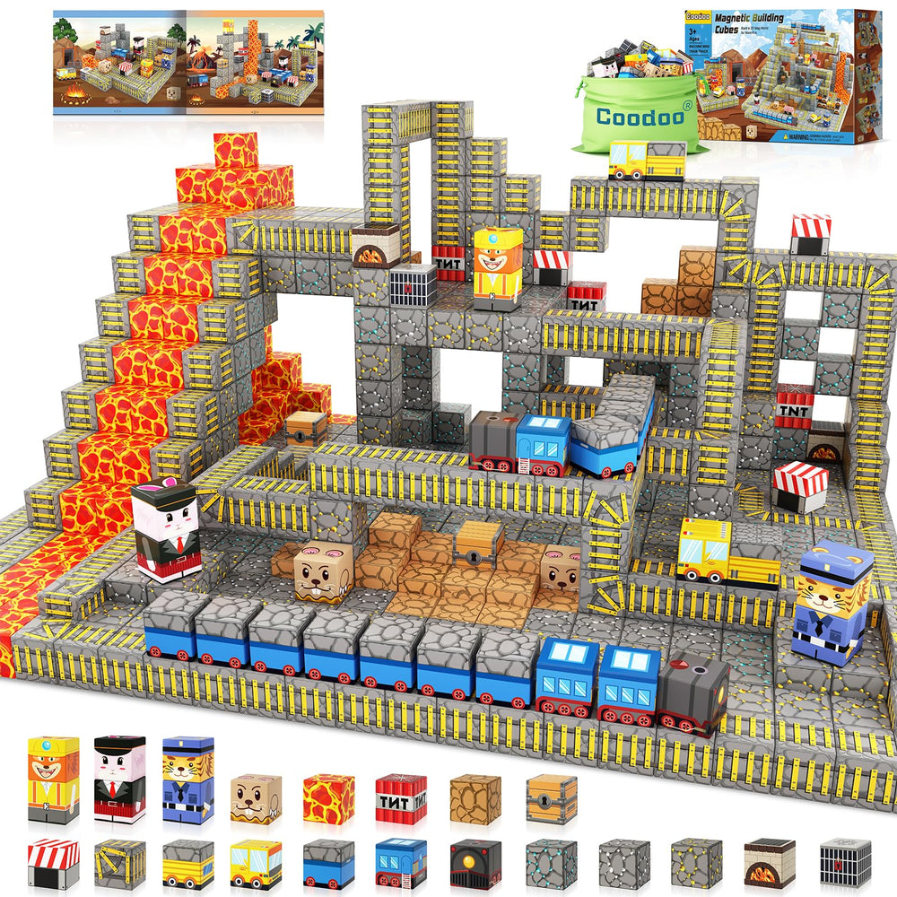 Coodoo Magnetic Blocks Mine Train Track Set for imaginative underground routes