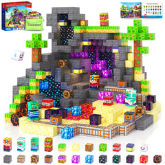 Coodoo magnetic blocks in rainforest treasure setup for imaginative play and problem solving.