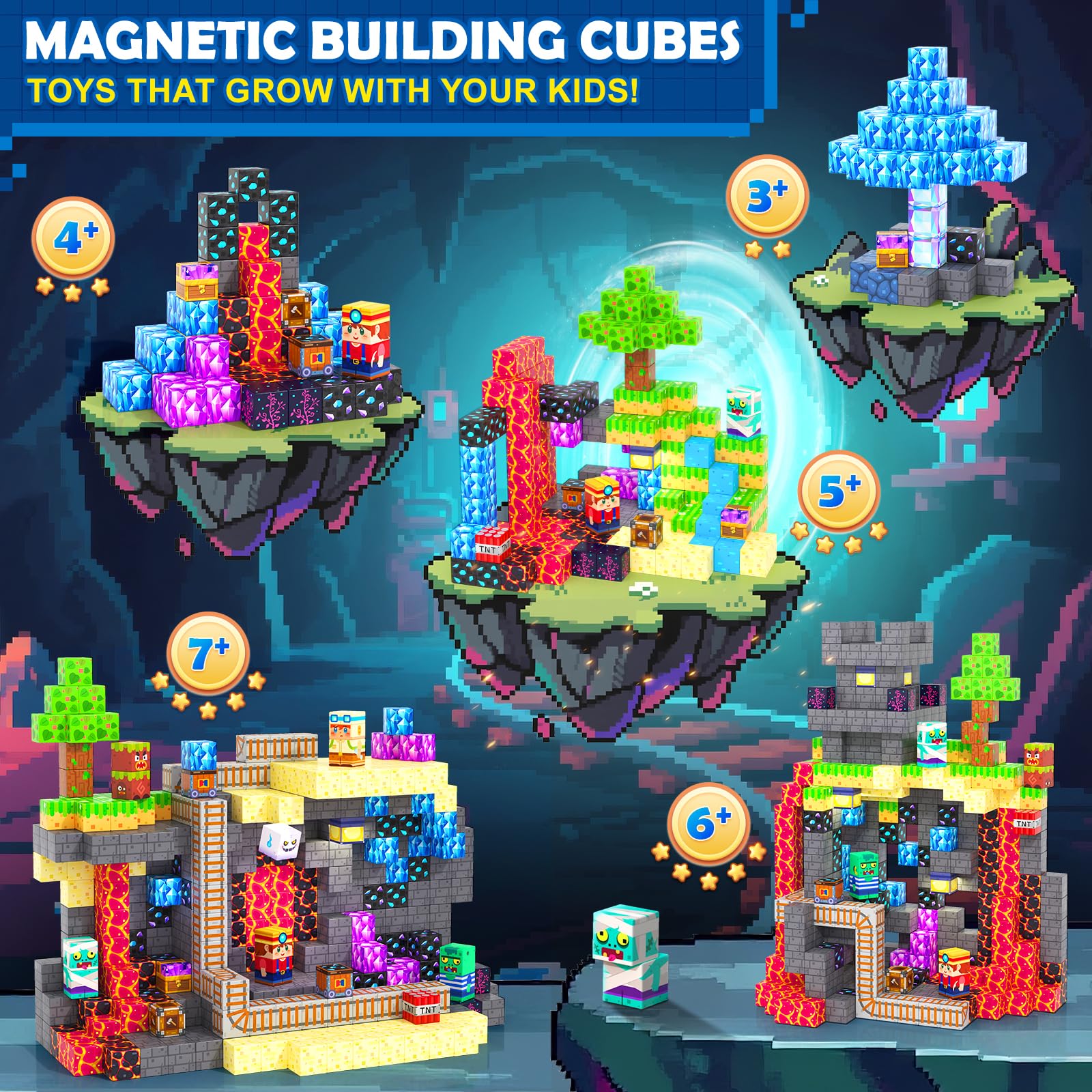 Coodoo blocks with strong magnets connect easily for steady construction.
