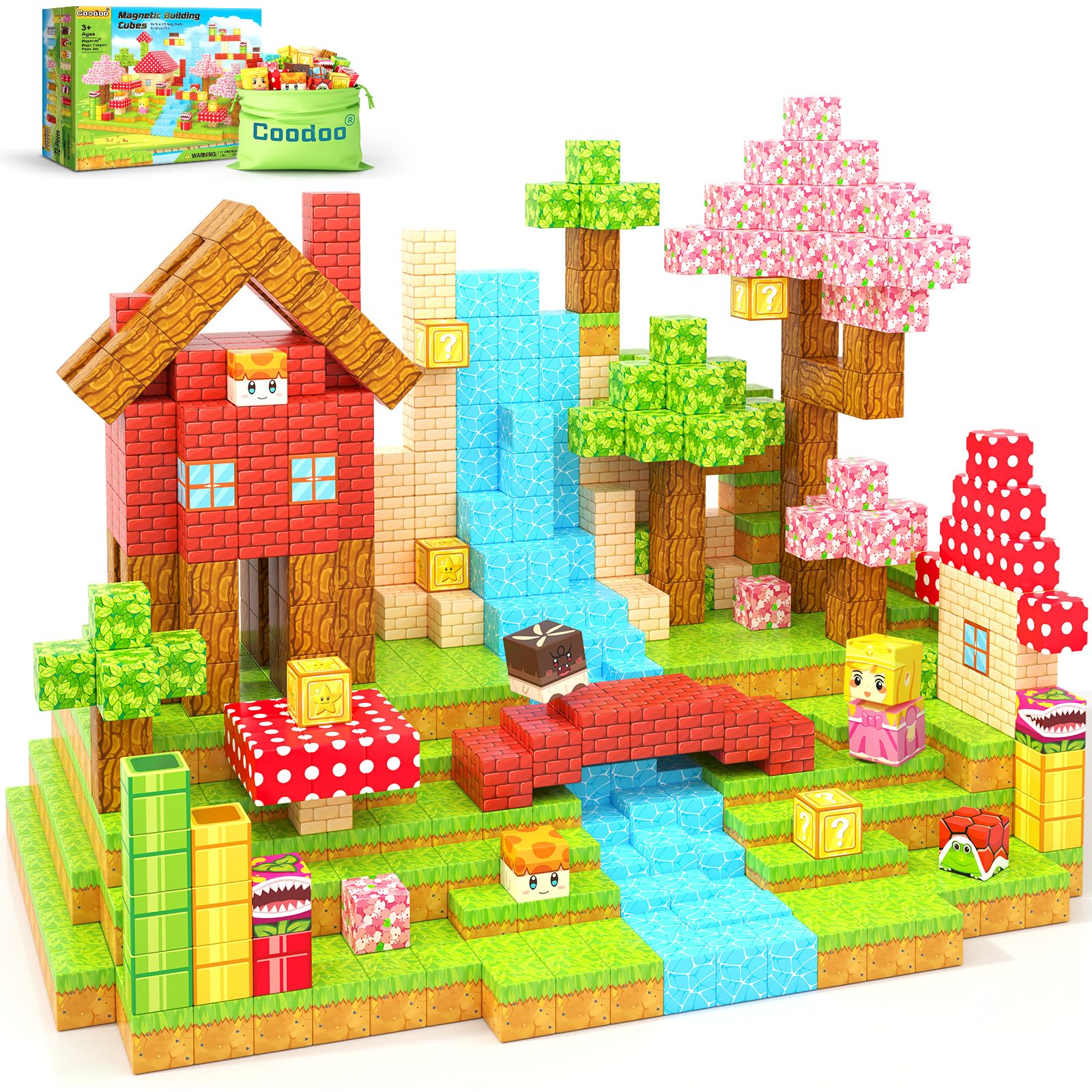 Coodoo magnetic blocks enable teleport pipes assembly for imaginative STEM play.
