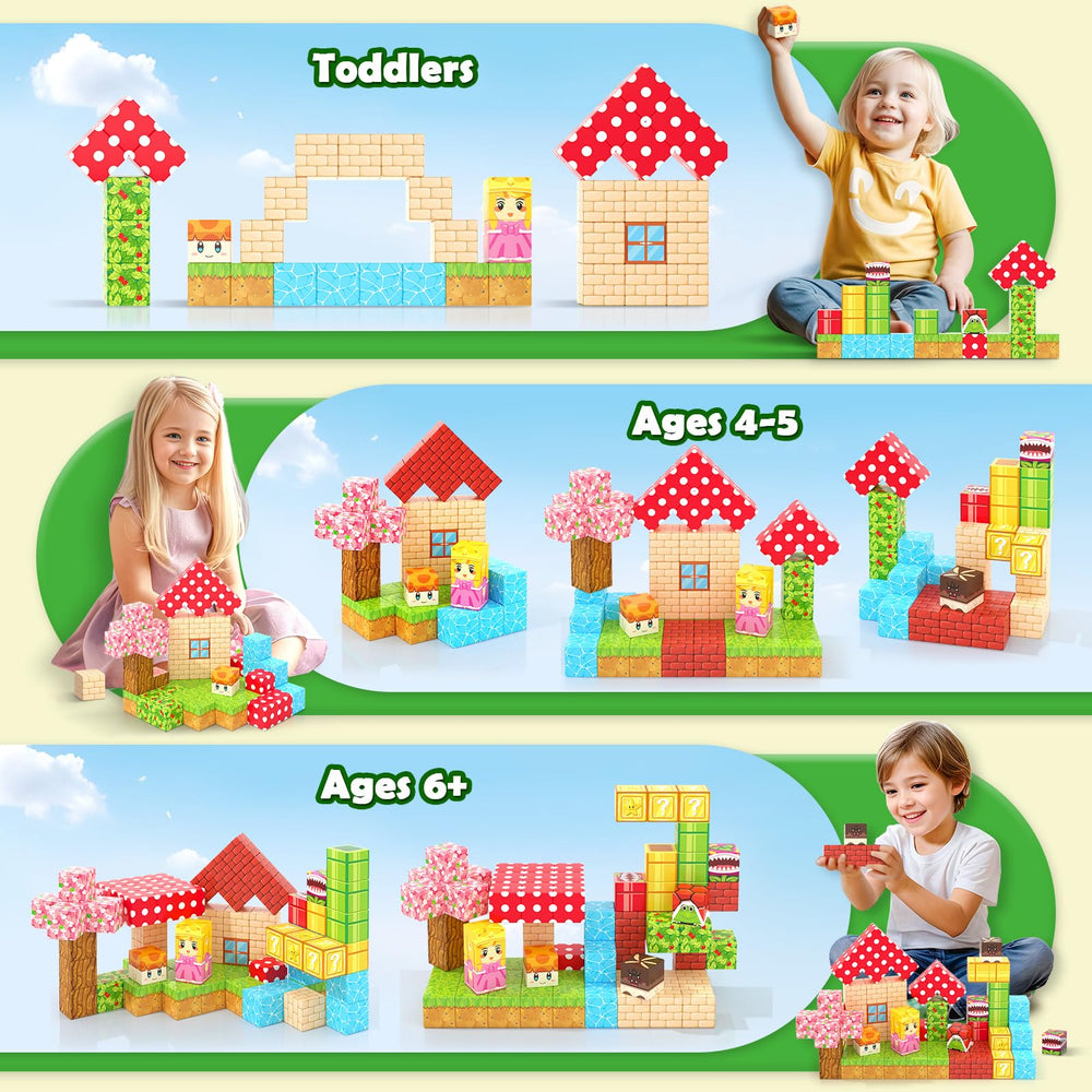 Coodoo magnetic blocks build tree and house worlds for creative storytelling.