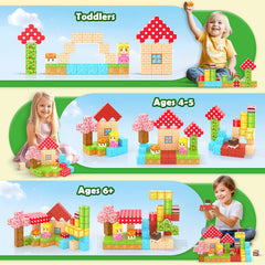 Coodoo magnetic blocks build tree and house worlds for creative storytelling.