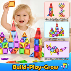 Coodoo Magnetic Tiles build-anywhere setup supports spontaneous building moments.