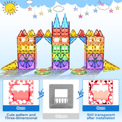 Coodoo magnetic tiles with two cars encourages open-ended play.