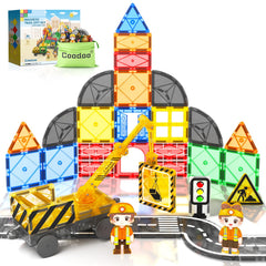 Coodoo magnetic tiles road set parts support imaginative city-building and fine motor play