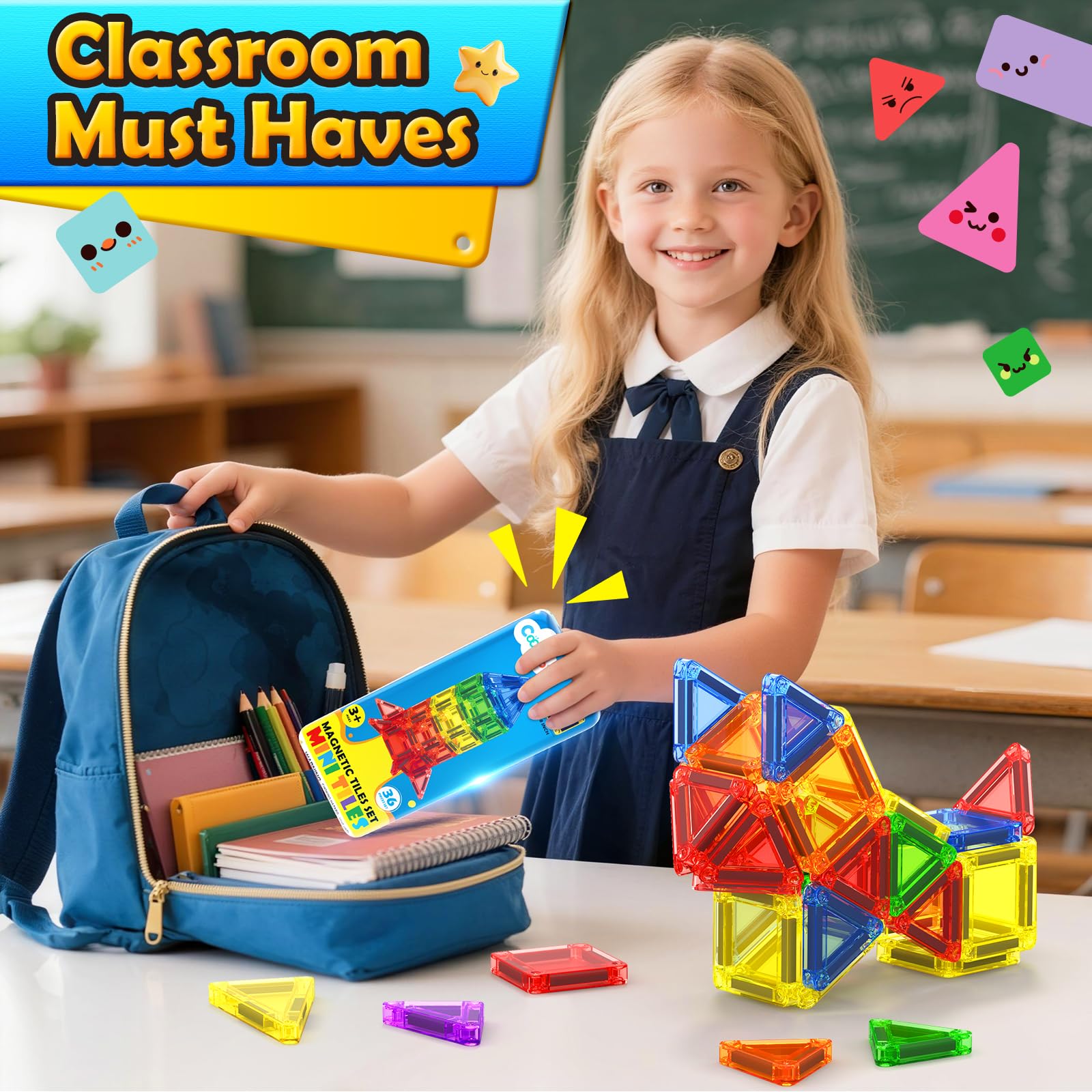 Coodoo Magnetic Tiles use non-toxic ABS with rounded edges for safe building.