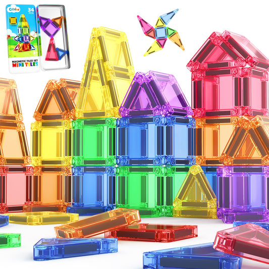 Coodoo mini tiles in a pencil-case tin for portable, mess-free creative play.