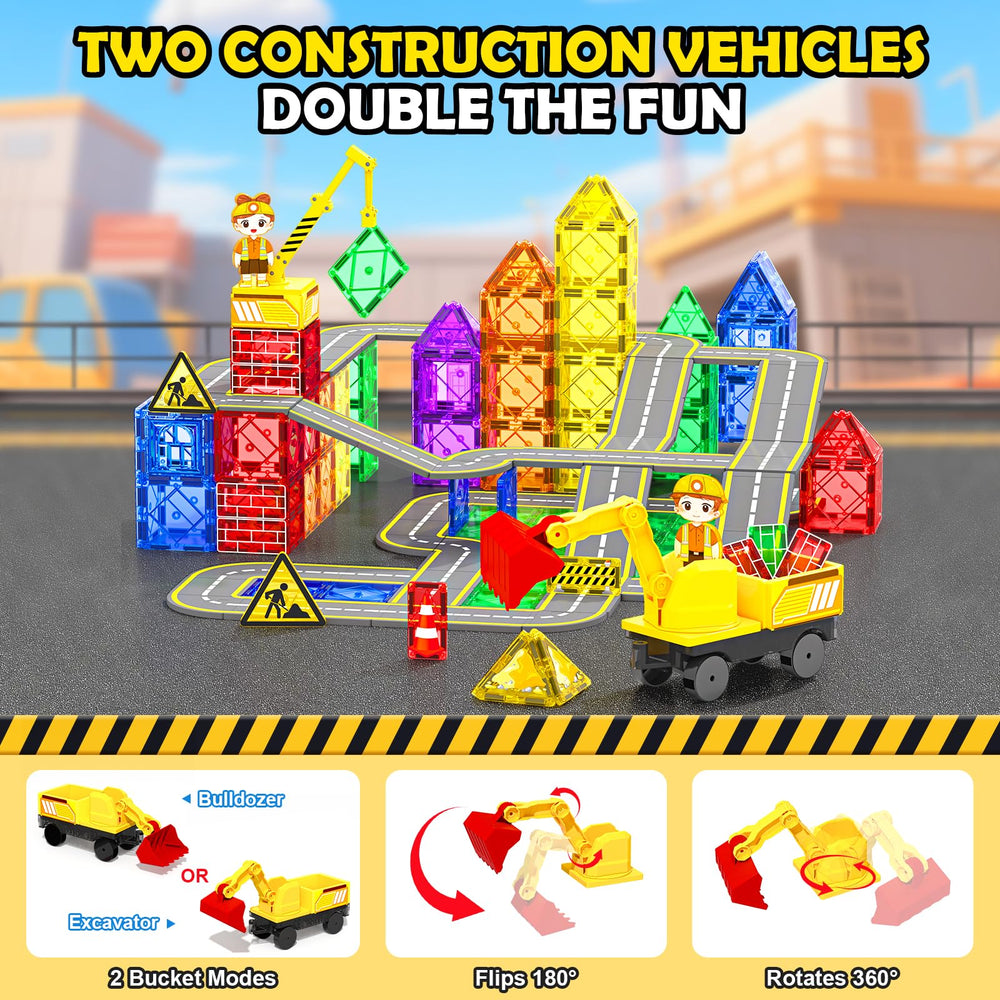 Coodoo movable excavator arm enables hands-on digging and brick transport.